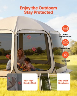 VEVOR Τέντα Σκίασης Ποπ-Απ 12-15 Ατόμων, με Δίχτυ και Τσάντα Μεταφο...