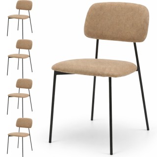 BAKAJI Σετ 4 Καρέκλες Παρίσι Τορτόρα με Υφασμάτινη Επένδυση και Μετ...