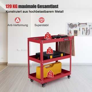 Costway  Τρόλεϊ Εργαλείων Τριών Επιπέδων με Μεταλλικό Σκελετό και Ρ...