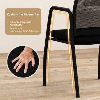 Costway Άνετη Καρέκλα Αναμονής με Διπλό Διχτυωτό Ύφασμα και Μεταλλι...