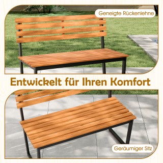 Costway Διθέσιο παγκάκι κήπου από ακακία με μεταλλικό σκελετό, ανθε...