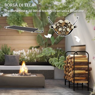Outsunny  Μεταλλική θήκη για καυσόξυλα εσωτερικού και εξωτερικού χώ...