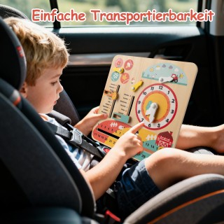 Costway Μοντεσσόρι Ξύλινο Εκπαιδευτικό Ρολόι και Ημερολόγιο για Παι...