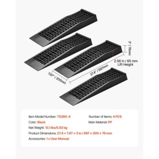 VEVOR Φορητές Ράμπες Αυτοκινήτου, Χωρητικότητα 9072 kg, Ύψος Ανύψωσ...