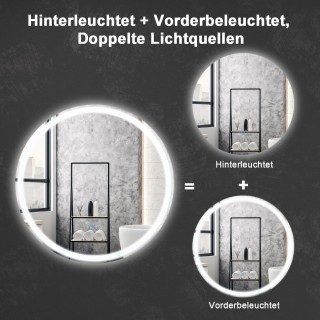 Costway  Καθρέφτης μπάνιου LED με φωτισμό 60cm, ασημί, αντιθαμβωτικ...