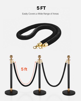 VEVOR 4 Τεμάχια Μαύρων Βελούδινων Σχοινιών με Χρυσά Άγκιστρα, Μήκου... VEVOR 4 Τεμάχια Μαύρων Βελούδινων Σχοινιών με Χρυσά Άγκιστρα, Μήκου...