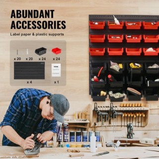 VEVOR Επιτοίχια Θήκη Αποθήκευσης, 48 Θήκες Οργάνωσης Εργαλείων, Μαύ...