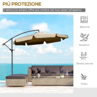 Outsunny Ομπρέλα Κήπου με Βραχίονα και Άνοιγμα με Μανιβέλα από Μέτα...