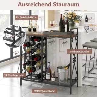 Costway Ράφι Κρασιών για 21 Φιάλες με Θήκη Ποτηριών & Επιφάνεια Τρα... Costway Ράφι Κρασιών για 21 Φιάλες με Θήκη Ποτηριών & Επιφάνεια Τρα...