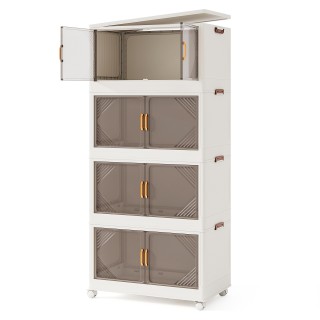 Costway Στοιβαζόμενα Κουτιά Αποθήκευσης με Ρόδες & Πόρτες JV12395WH Costway Στοιβαζόμενα Κουτιά Αποθήκευσης με Ρόδες & Πόρτες JV12395WH