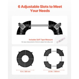 VEVOR Ρυθμιζόμενο Στρογγυλό Καρότσι Απορριμμάτων με Ρόδες LJTTCKDJS...