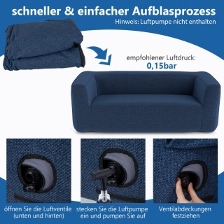 Costway Διπλός Φουσκωτός Φορητός Καναπές με Αποσπώμενο Κάλυμμα και ...