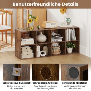 Costway Πολυλειτουργική Βιβλιοθήκη 121,5 x 29 x 61 cm με 8 Κυψέλες ...