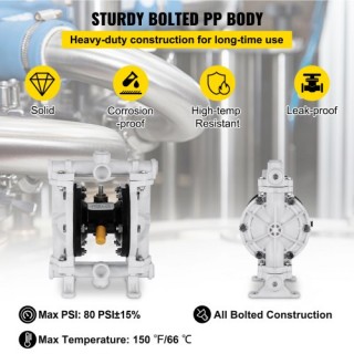 Αεροκίνητη Αντλία Διπλού Διαφράγματος VEVOR, 1/2, Πολυπροπυλένιο, 2... Αεροκίνητη Αντλία Διπλού Διαφράγματος VEVOR, 1/2, Πολυπροπυλένιο, 2...