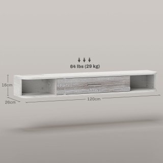 HOMCOM Κρεμαστό Ξύλινο Έπιπλο Τηλεόρασης με 2 Ανοιχτά Ράφια και Ντο... HOMCOM Κρεμαστό Ξύλινο Έπιπλο Τηλεόρασης με 2 Ανοιχτά Ράφια και Ντο...