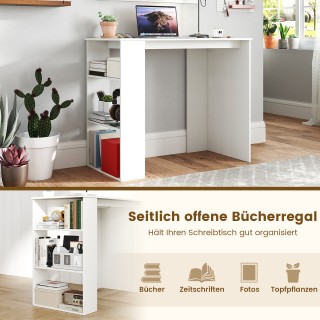 Costway Λευκός Γραφείο Υπολογιστή 90 εκ. με Ράφι Βιβλίων - Μοντέρνο...