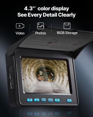 VEVOR Κάμερα Αποχέτευσης 50μ με Ρυθμιζόμενα LED και Αδιάβροχη Προστ...