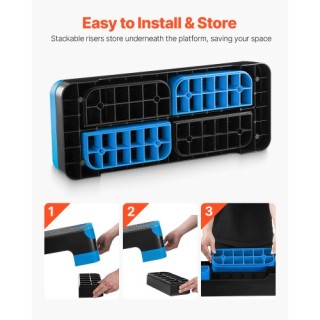 VEVOR Ρυθμιζόμενο Σκαλοπάτι Αερόβιας Άσκησης με 4 Ανυψωτές Μπλε KSN...