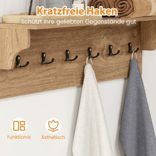 Costway Ξύλινο Ράφι Τοίχου με 6 Γάντζους & Αποθηκευτικό Χώρο για Κα... Costway Ξύλινο Ράφι Τοίχου με 6 Γάντζους & Αποθηκευτικό Χώρο για Κα...