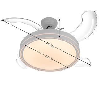 BAKAJI  Ανεμιστήρας Οροφής με 4 Αναδιπλούμενα Πτερύγια, Φωτιστικό L...