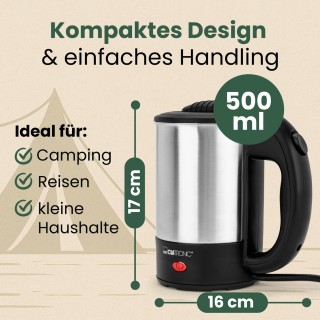 Βραστήρας Ταξιδίου από Ανοξείδωτο Ατσάλι 0.5L 1000 W- Μαύρο/Ασημί ... Βραστήρας Ταξιδίου από Ανοξείδωτο Ατσάλι 0.5L 1000 W- Μαύρο/Ασημί ...