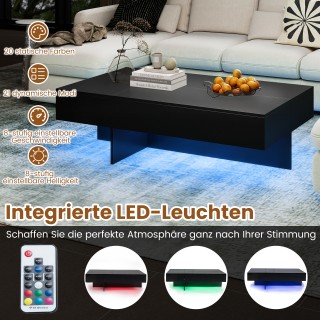 Costway Ορθογώνιο τραπεζάκι σαλονιού υψηλής γυαλάδας με φωτισμό LED...