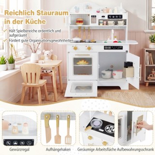 Costway Παιδική Κουζίνα με Αποθηκευτικό Χώρο & 17 Αξεσουάρ Ξύλινη Π...