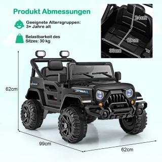 Costway Μαύρο Ηλεκτροκίνητο Τηλεκατευθυνόμενο Φορτηγό Παιχνίδι με G...