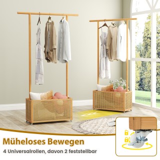 Costway Βάση Ρούχων από Μπαμπού με Ρατάν Καλάθι Αποθήκευσης & Ρόδες... Costway Βάση Ρούχων από Μπαμπού με Ρατάν Καλάθι Αποθήκευσης & Ρόδες...