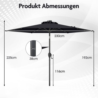 Costway Ομπρέλα Κήπου-Αγοράς 230 cm με Ηλιακό Φωτισμό LED & Μανιβέλ... Costway Ομπρέλα Κήπου-Αγοράς 230 cm με Ηλιακό Φωτισμό LED & Μανιβέλ...