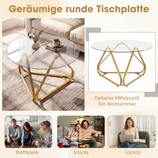 Costway Στρογγυλό τραπεζάκι σαλονιού από σκληρυμένο γυαλί με μεταλλ... Costway Στρογγυλό τραπεζάκι σαλονιού από σκληρυμένο γυαλί με μεταλλ...