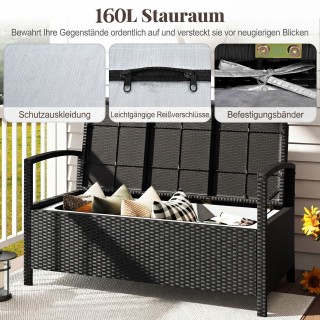 Costway Παγκάκι κήπου από πολυρατάν με αποθηκευτικό χώρο και μαξιλά... Costway Παγκάκι κήπου από πολυρατάν με αποθηκευτικό χώρο και μαξιλά...