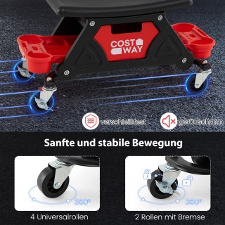 Costway Βαρέως Τύπου Εργαστηριακός Σκαμπό με Ροδάκια και Συρτάρι, 1...