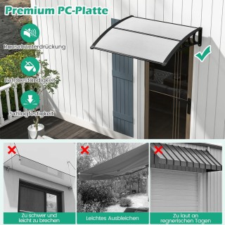 Costway Στέγαστρο Εισόδου Αλουμινίου και Πολυκαρβονικού σε Γκρι Χρώ...