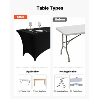 VEVOR Σετ 3 Μαύρα Ελαστικά Τραπεζομάντηλα για Τραπεζαρίες 6FT DLZZ6...