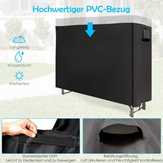 Costway Εξωτερική Μεταλλική Ραφιέρα Καυσόξυλων με Αδιάβροχη Κάλυψη ...