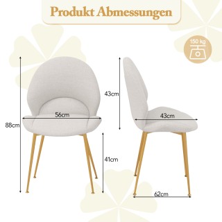 Costway  Σετ 2 Καρεκλών Τραπεζαρίας με Καμπύλη Πλάτη έως 150 kg 62 ...