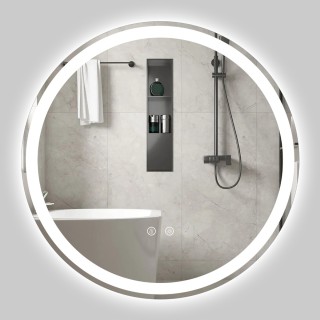Costway Στρογγυλός LED Φωτιζόμενος Καθρέπτης Μπάνιου με Ρυθμιζόμενη...