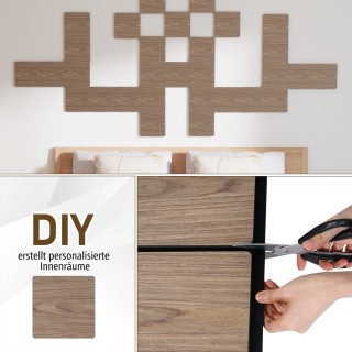 Costway Σετ 4 Ακουστικών Πλακών με 9 Τετράγωνες Ξύλινες Πλάκες για ...