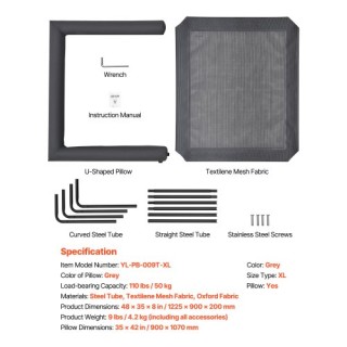 VEVOR Φορητό Ανυψωμένο Κρεβάτι Σκύλου XL με Μαξιλάρι Γκρι GJGCPBWJZ...