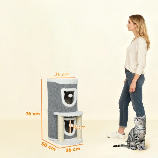 PawHut Ονυχοδρόμιο για Γάτες Ύψους 76 εκ. με Σπιτάκια, Κρεβατάκι, Μ...