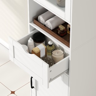 HOMCOM Στήλη Μπάνιου από Ξύλο με 2 Ντουλάπια, Συρτάρι και Ανοιχτό Ρ... HOMCOM Στήλη Μπάνιου από Ξύλο με 2 Ντουλάπια, Συρτάρι και Ανοιχτό Ρ...