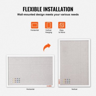 VEVOR Πίνακας Ανακοινώσεων 36x24 με Λευκή Επιφάνεια Λινάτσας για Το...