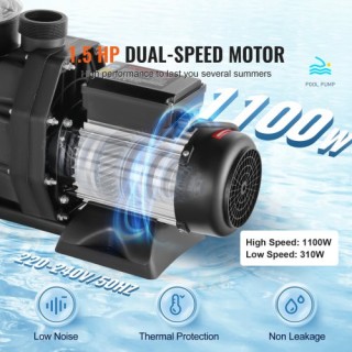 Αντλία Πισίνας VEVOR 1.5 HP Διπλής Ταχύτητας για Υπέργειες Πισίνες ...