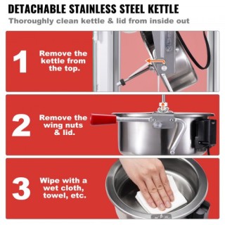 VEVOR  Μηχανή Ποπκόρν Πάγκου 850W 8 Oz 48 Κούπες Μαύρη TSBMHJ8OZ850...