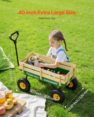 VEVOR Παιδικό Καρότσι Μεταφοράς 101cm με Ξύλινα Πάνελ & Χειρολαβή, ...