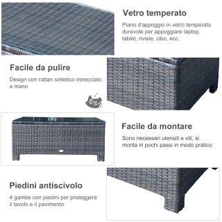 Τραπεζάκι Outsunny Outdoor Garden 5mm από σκληρυμένο γυαλί τοπ σε μ...