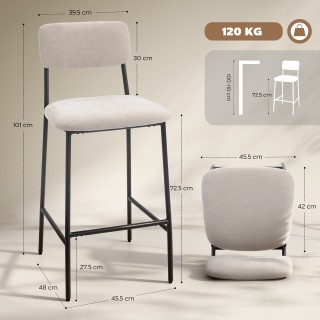 HOMCOM Σετ 2 Σκαμπό Μπαρ με Ψηλή Πλάτη, Υποπόδιο και Επένδυση από Σ... HOMCOM Σετ 2 Σκαμπό Μπαρ με Ψηλή Πλάτη, Υποπόδιο και Επένδυση από Σ...