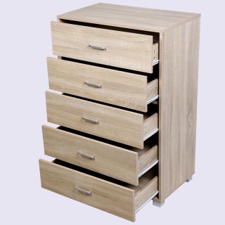 BAKAJI  Κινητό Συρταριέρα Ντουλάπι 5 Συρτάρια σε Ξύλο Μοντέρνου Σχε...