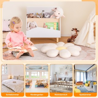 Costway Ξύλινο Κουτί Παιχνιδιών με Ράφι και Καπάκι 60 x 30 x 44 cm ...